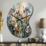 Purple Green Wild Iri S I - Asymmetric Metal Wall Clock