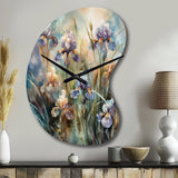 Purple Green Wild Iri S I - Asymmetric Metal Wall Clock