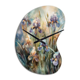Purple Green Wild Iri S I - Asymmetric Metal Wall Clock