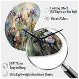 Purple Green Wild Iri S I - Asymmetric Metal Wall Clock