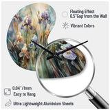 Purple Green Wild Iri S I - Asymmetric Metal Wall Clock