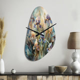 Purple Green Wild Iri S I - Asymmetric Metal Wall Clock