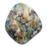 Purple Green Wild Iri S I - Asymmetric Metal Wall Clock