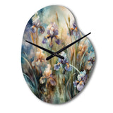 Purple Green Wild Iri S I - Asymmetric Metal Wall Clock