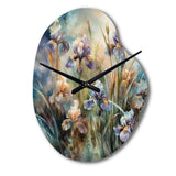Purple Green Wild Iri S I - Asymmetric Metal Wall Clock
