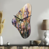 Purple Green Wild Iri S II - Asymmetric Metal Wall Clock