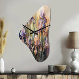 Purple Green Wild Iri S II - Asymmetric Metal Wall Clock