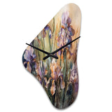 Purple Green Wild Iri S II - Asymmetric Metal Wall Clock