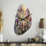Purple Green Wild Iri S II - Asymmetric Metal Wall Clock