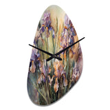 Purple Green Wild Iri S II - Asymmetric Metal Wall Clock