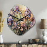 Purple Green Wild Iri S II - Asymmetric Metal Wall Clock