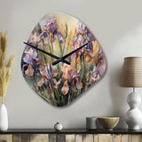 Purple Green Wild Iri S II - Asymmetric Metal Wall Clock