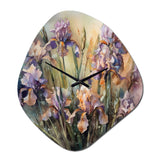 Purple Green Wild Iri S II - Asymmetric Metal Wall Clock