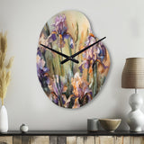 Purple Green Wild Iri S II - Asymmetric Metal Wall Clock