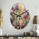 Purple Green Wild Iri S II - Asymmetric Metal Wall Clock