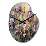 Purple Green Wild Iri S II - Asymmetric Metal Wall Clock