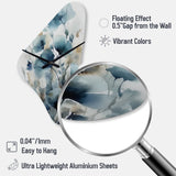 Blue Leaf Foliage And Flowers I - Asymmetric Metal Wall Clock