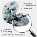 Blue Leaf Foliage And Flowers I - Asymmetric Metal Wall Clock