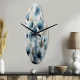 Blue Leaf Foliage And Flowers I - Asymmetric Metal Wall Clock