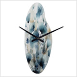 Blue Leaf Foliage And Flowers I - Asymmetric Metal Wall Clock