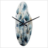 Blue Leaf Foliage And Flowers I - Asymmetric Metal Wall Clock