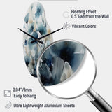 Blue Leaf Foliage And Flowers I - Asymmetric Metal Wall Clock
