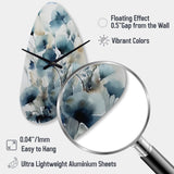 Blue Leaf Foliage And Flowers I - Asymmetric Metal Wall Clock