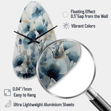 Blue Leaf Foliage And Flowers I - Asymmetric Metal Wall Clock
