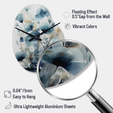 Blue Leaf Foliage And Flowers I - Asymmetric Metal Wall Clock