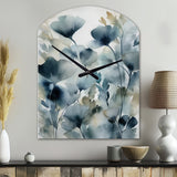 Blue Leaf Foliage And Flowers II - Asymmetric Metal Wall Clock