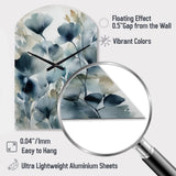 Blue Leaf Foliage And Flowers II - Asymmetric Metal Wall Clock