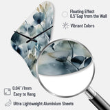 Blue Leaf Foliage And Flowers II - Asymmetric Metal Wall Clock