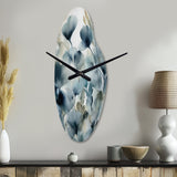 Blue Leaf Foliage And Flowers II - Asymmetric Metal Wall Clock