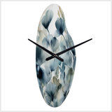 Blue Leaf Foliage And Flowers II - Asymmetric Metal Wall Clock
