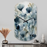 Blue Leaf Foliage And Flowers II - Asymmetric Metal Wall Clock