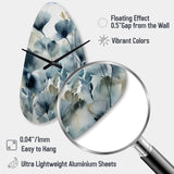 Blue Leaf Foliage And Flowers II - Asymmetric Metal Wall Clock