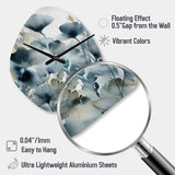 Blue Leaf Foliage And Flowers II - Asymmetric Metal Wall Clock