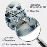 Blue Leaf Foliage And Flowers II - Asymmetric Metal Wall Clock