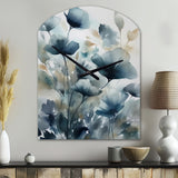 Blue Leaf Foliage And Flowers III - Asymmetric Metal Wall Clock