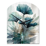 Tropical Palm Leaves Ginkgo II - Asymmetric Metal Wall Clock