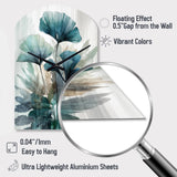 Tropical Palm Leaves Ginkgo II - Asymmetric Metal Wall Clock