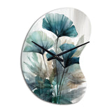 Tropical Palm Leaves Ginkgo II - Asymmetric Metal Wall Clock