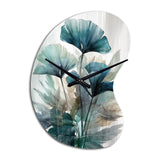Tropical Palm Leaves Ginkgo II - Asymmetric Metal Wall Clock