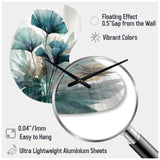 Tropical Palm Leaves Ginkgo II - Asymmetric Metal Wall Clock