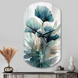 Tropical Palm Leaves Ginkgo II - Asymmetric Metal Wall Clock