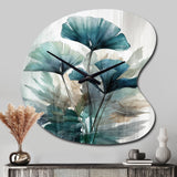 Tropical Palm Leaves Ginkgo II - Asymmetric Metal Wall Clock