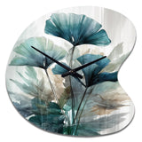 Tropical Palm Leaves Ginkgo II - Asymmetric Metal Wall Clock