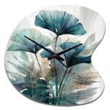 Tropical Palm Leaves Ginkgo II - Asymmetric Metal Wall Clock