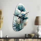 Tropical Palm Leaves Ginkgo II - Asymmetric Metal Wall Clock