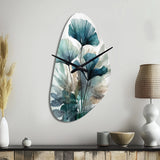 Tropical Palm Leaves Ginkgo II - Asymmetric Metal Wall Clock